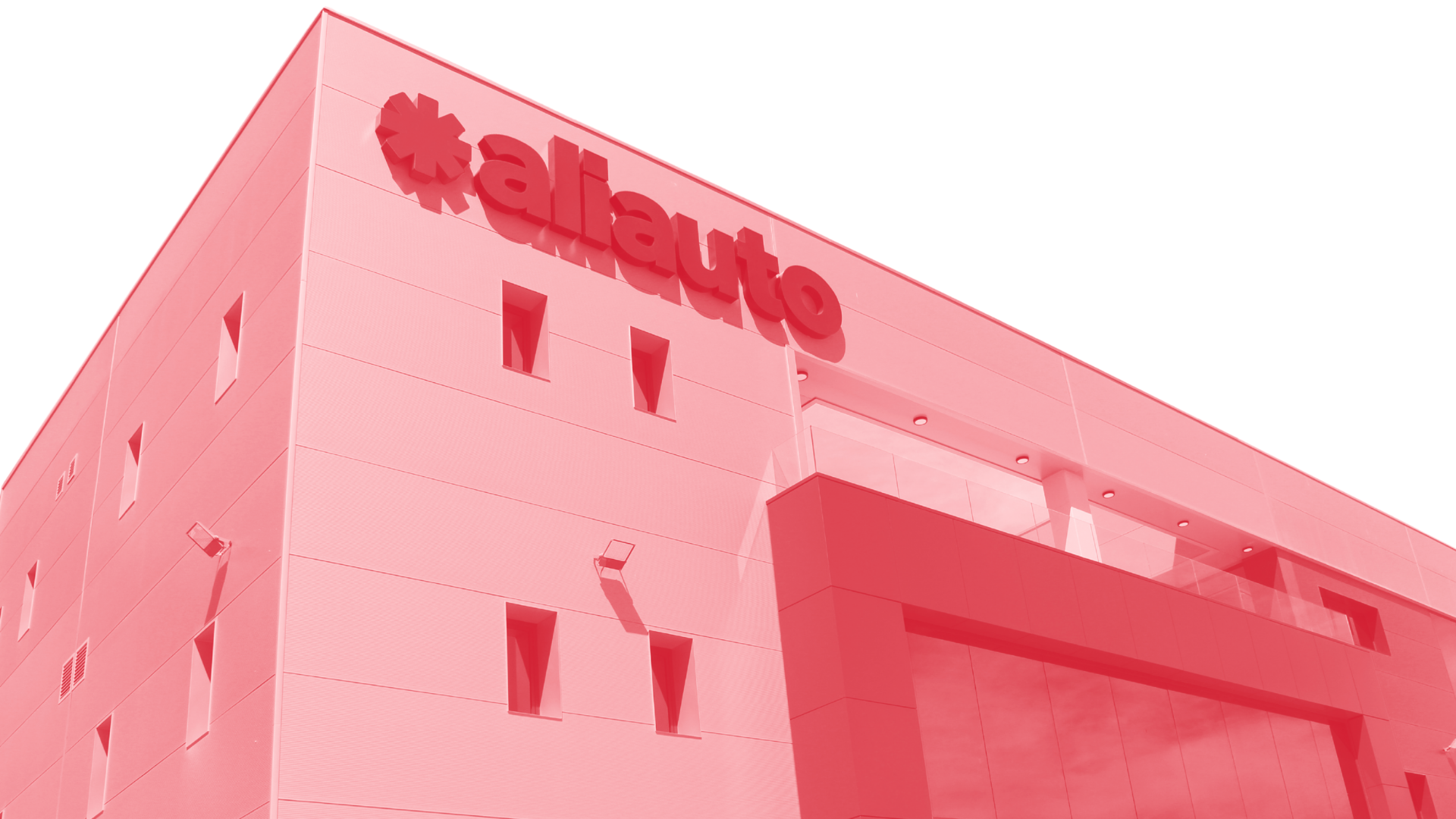 Fachada Aliauto en rojo, sección Sedes