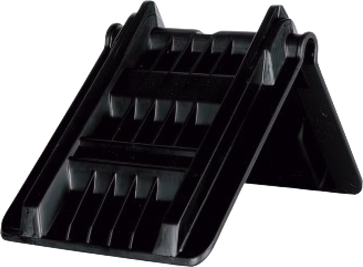 Calzo de rueda negro reforzado para camión y maquinaria industrial