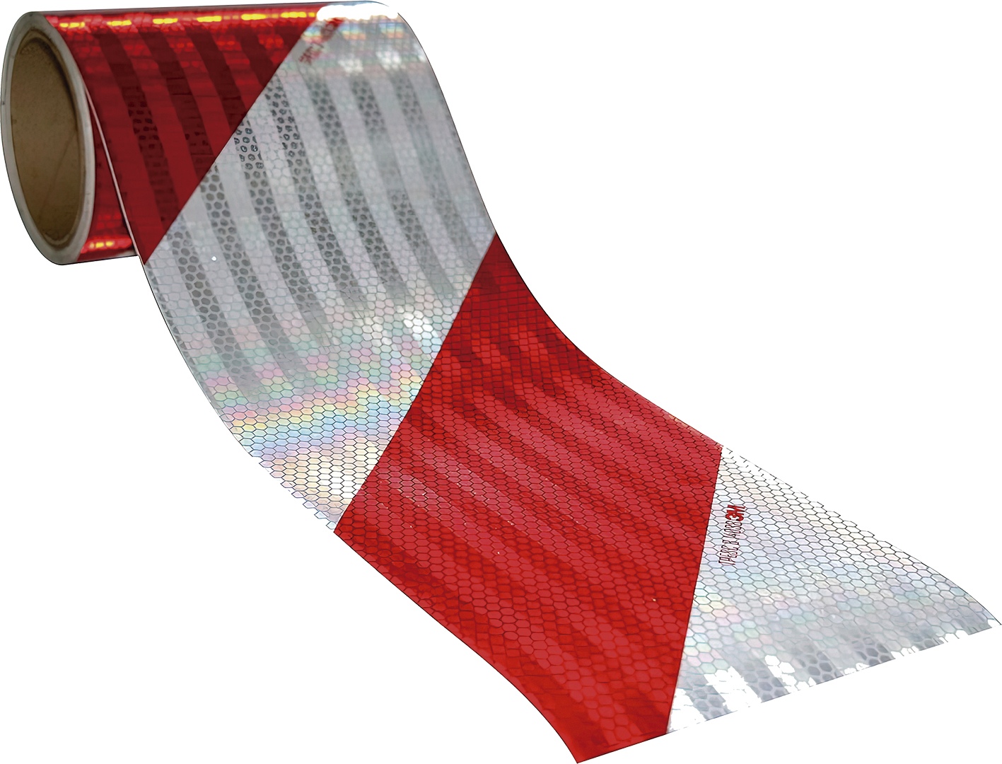Cinta reflectante roja y blanca para señalización lateral camión remolque