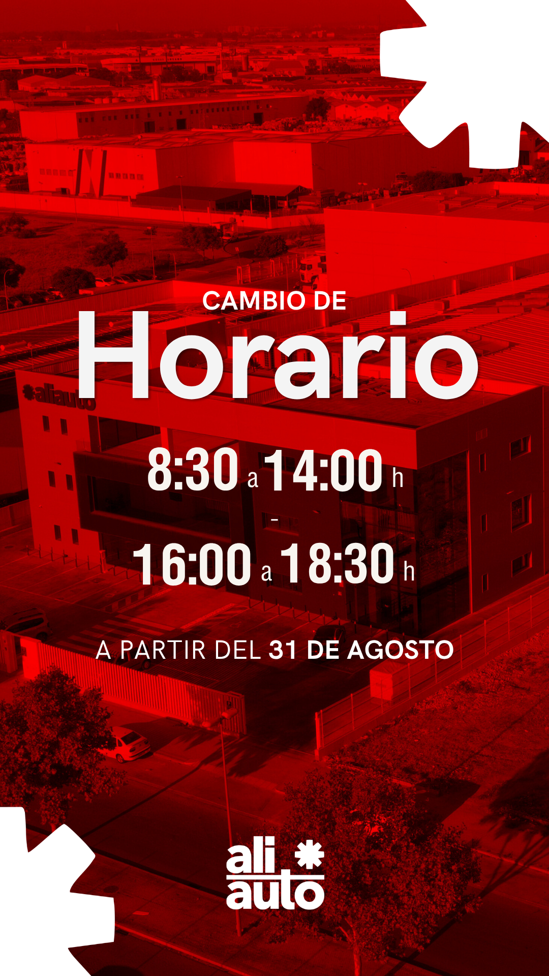 Nuevo horario de ALIAUTO desde septiembre: lunes a viernes de 8:30 a 14:00 y de 16:00 a 18:30